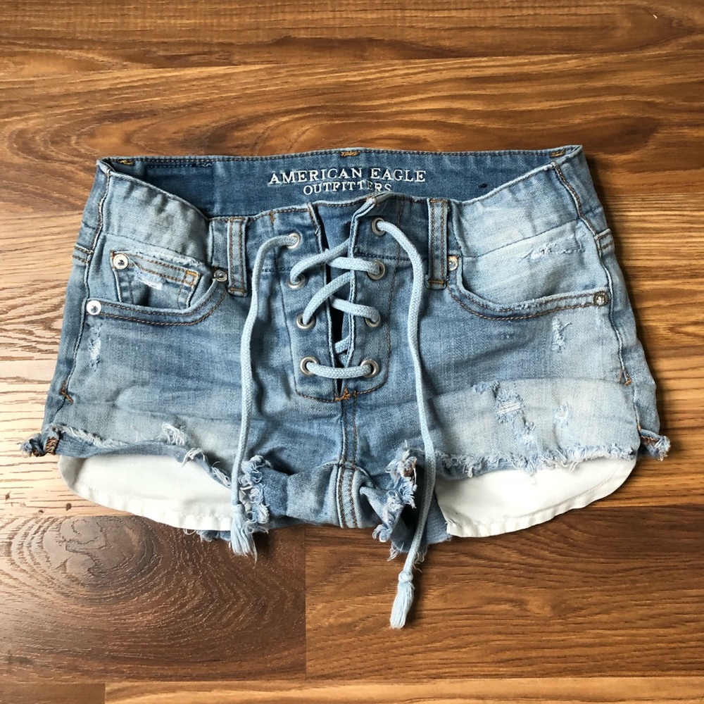 American Eagle Outfitters Lace Up Denim Shorts